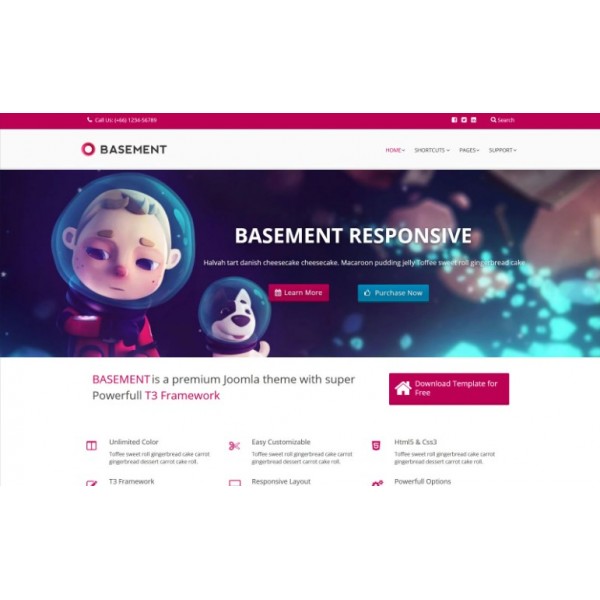  Basement — Шаблон Joomla 3 для строительного бизнеса