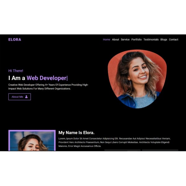 Elora — HTML-шаблон посадочной страницы для личного портфолио.