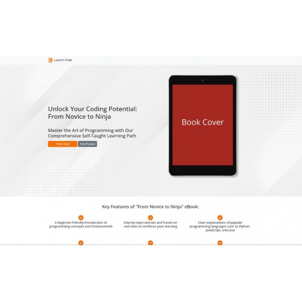 Launch Free — HTML-шаблон посадочной страницы для запуска электронной книги.