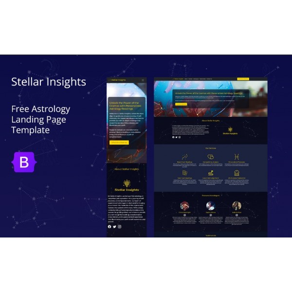 Stellar Insights — HTML-шаблон посадочной страницы для астрологии.