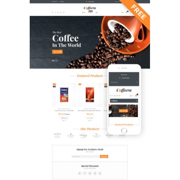 Coffeera — Shopify-тема для кофейни