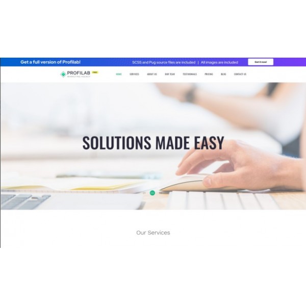 Профилаб — HTML-шаблон посадочной страницы для маркетингового агентства.