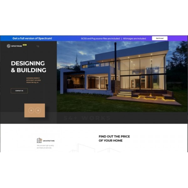 Spectrum — HTML-шаблон посадочной страницы для строительной компании.